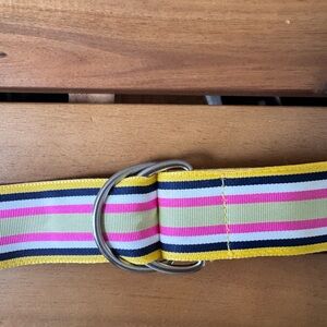 J Crew Ribbon Belt D Ring S/M Medium Striped 40"x1.5"